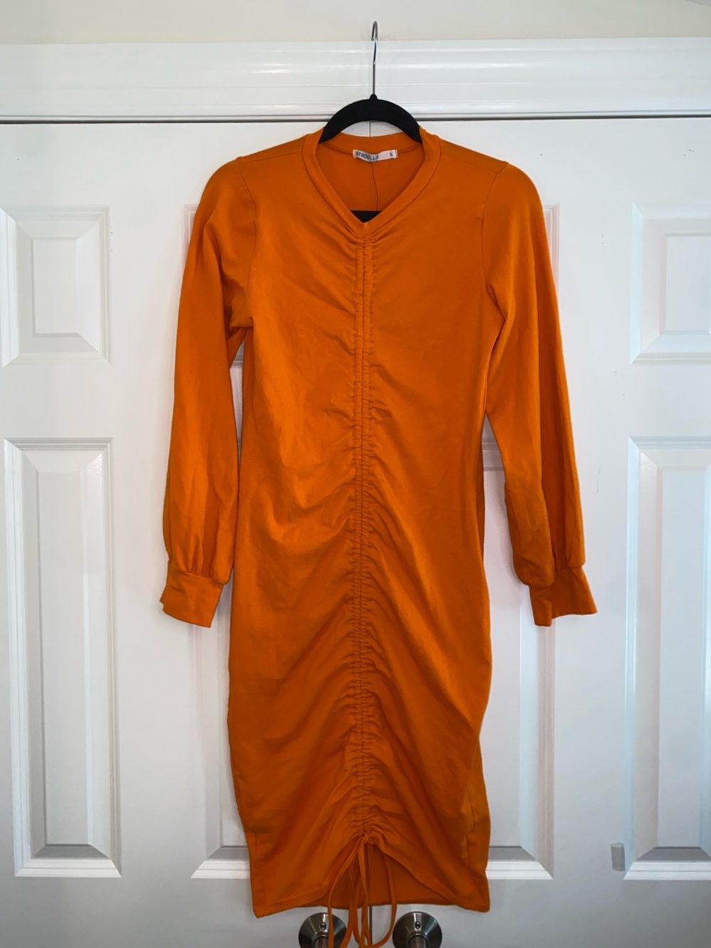 Rebdolls Women’s Orange Ruched Long Sleeve Dress NWT